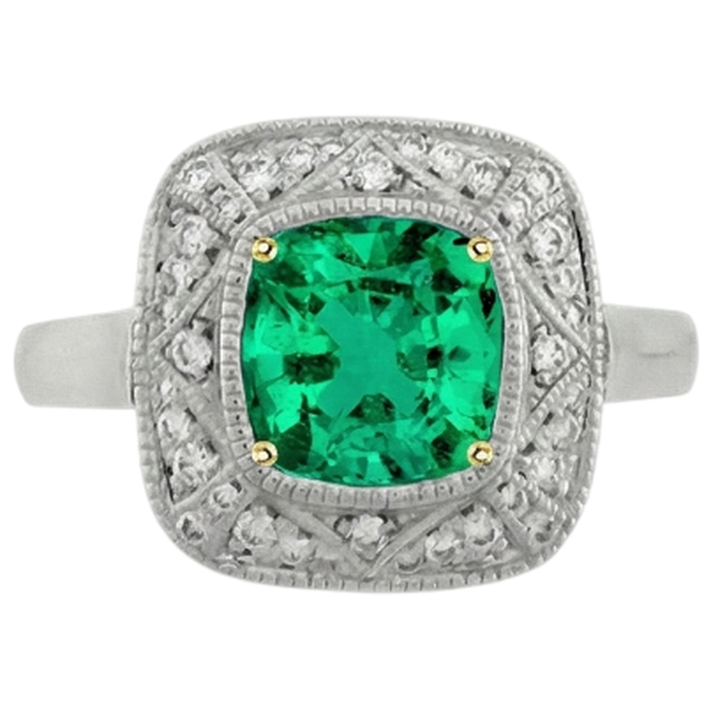 Designer Colombian Emerald Gemstone Ring 3 ct – profile view