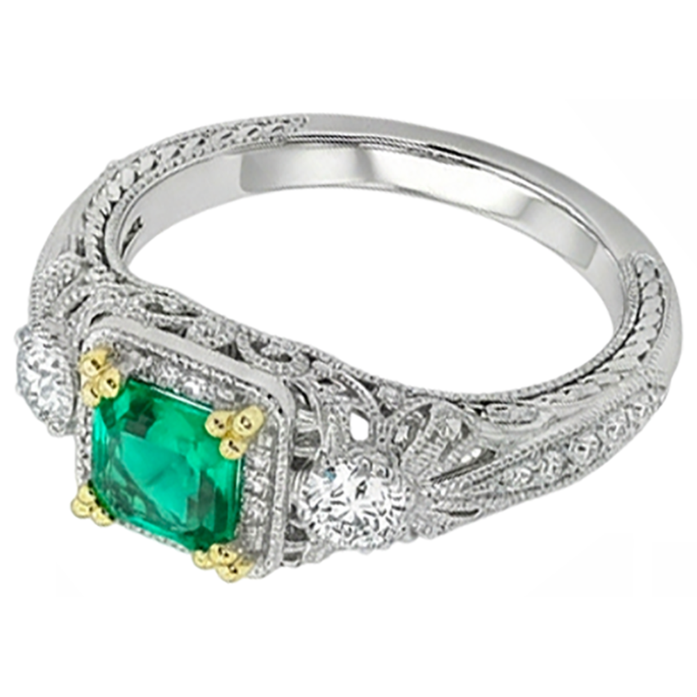 Earth-Mined Fine Emerald Precious Stone Ring – side view