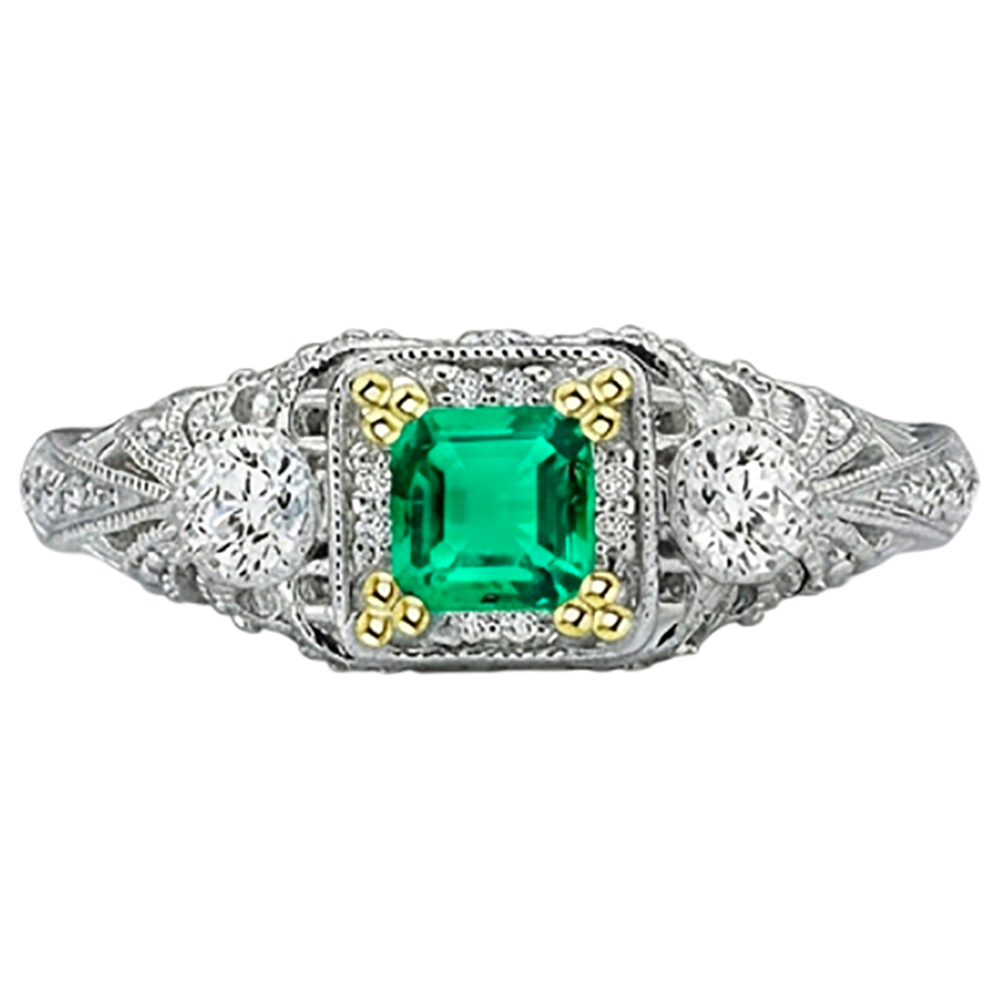 Premium Fine Emerald Precious Stone Ring 2 ct – angle view