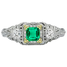 Premium Fine Emerald Precious Stone Ring 2 ct – angle view