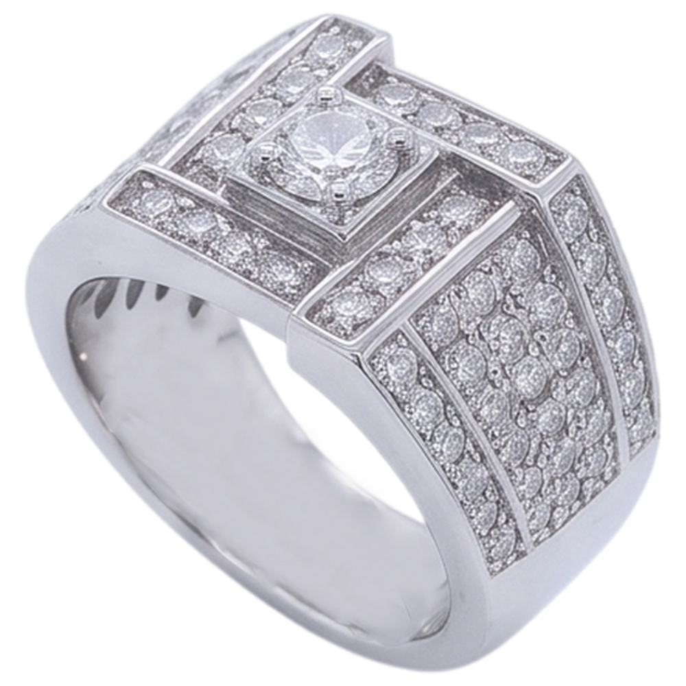 Vintage Look Men's Ring Round Natural Earth Mined Diamond Jewellery 3 Carats