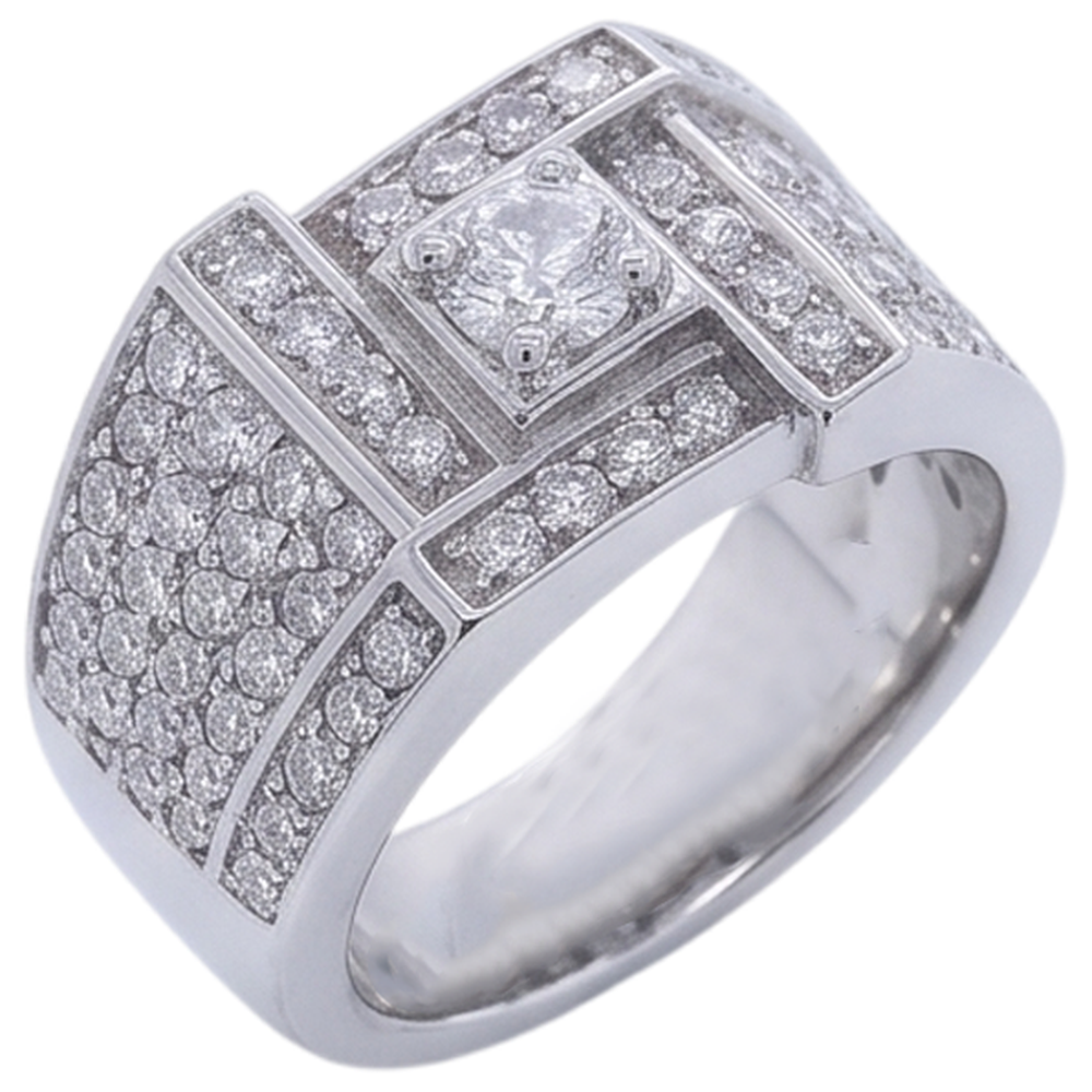 Vintage Look Men's Ring Round Natural Earth Mined Diamond Jewellery 3 Carats