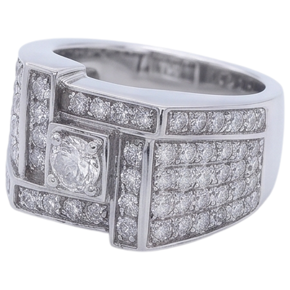 Vintage Look Men's Ring Round Natural Earth Mined Diamond Jewellery 3 Carats