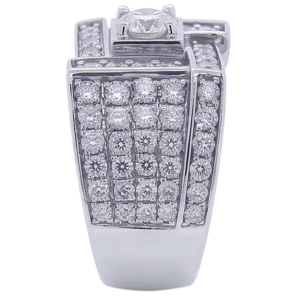 Vintage Look Men's Ring Round Natural Earth Mined Diamond Jewellery 3 Carats