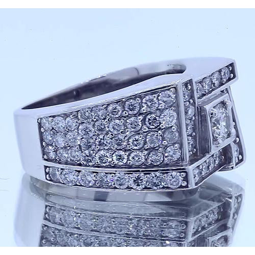 Vintage Look Men's Ring Round Real Diamond Jewelry 3 Carats