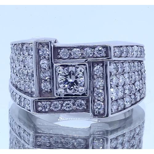 Vintage Look Men's Ring Round Real Diamond Jewelry 3 Carats
