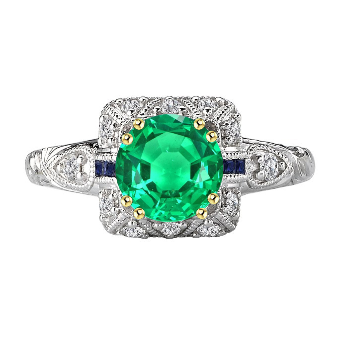 Natural Fine Emerald Gemstone Ring – main view