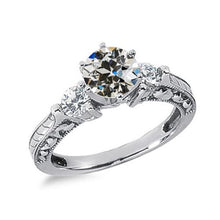 Vintage Style 3 Stone Old Mine Cut Real Diamond Ring 1.75 Carats