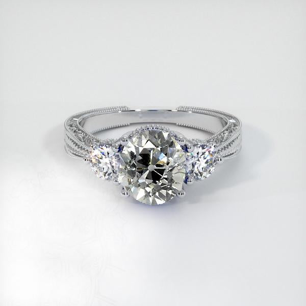 Vintage Style 3 Stone Ring Round Old Mine Cut Real Natural Earth Mined Diamonds 2.25 Carats