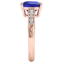 Vintage Style Ceylon Cushion Sapphire Ring 5 Carats Accents Rose Gold