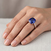 Vintage Style Ceylon Cushion Sapphire Ring 5 Carats Accents Rose Gold