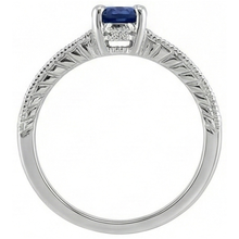 Vintage Style Ceylon Sapphire Natural Earth Mined Diamond Ring 2 Carats White Gold 14K