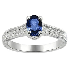 Vintage Style Ceylon Sapphire Natural Earth Mined Diamond Ring 2 Carats White Gold 14K