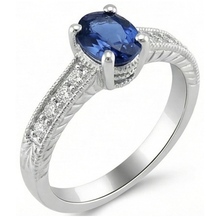 Vintage Style Ceylon Sapphire Natural Earth Mined Diamond Ring 2 Carats White Gold 14K