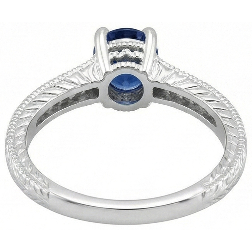 Vintage Style Ceylon Sapphire Natural Earth Mined Diamond Ring 2 Carats White Gold 14K