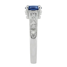 Vintage Style Ceylon Sapphire Natural Earth Mined Diamond Ring 2 Carats White Gold 14K
