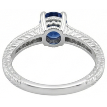 Vintage Style Ceylon Sapphire Natural Earth Mined Diamond Ring 2 Carats White Gold 14K