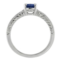 Vintage Style Ceylon Sapphire Natural Earth Mined Diamond Ring 2 Carats White Gold 14K