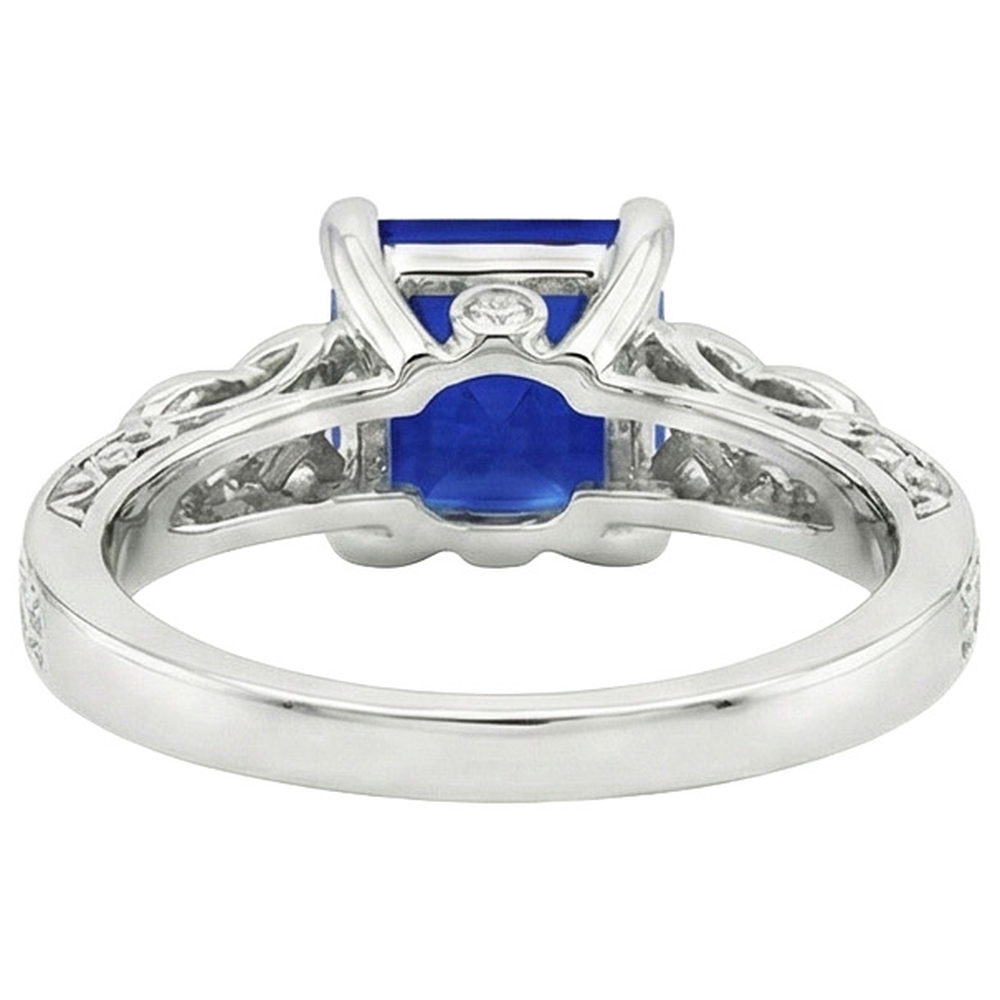 Vintage Style Ceylon Sapphire & Natural Earth Mined Diamond Ring 5.25 Carats Gold 14K