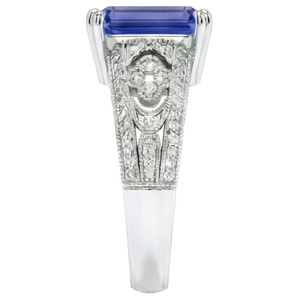 Vintage Style Emerald Blue Sapphire & Natural Earth Mined Diamond Ladies Ring 9.75 Carats
