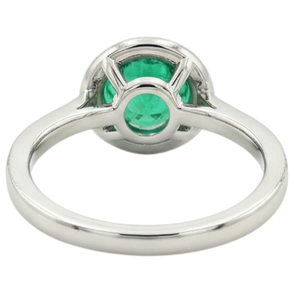 Precious Stone Ring Two-Tone 14K Gold with Emerald – back view