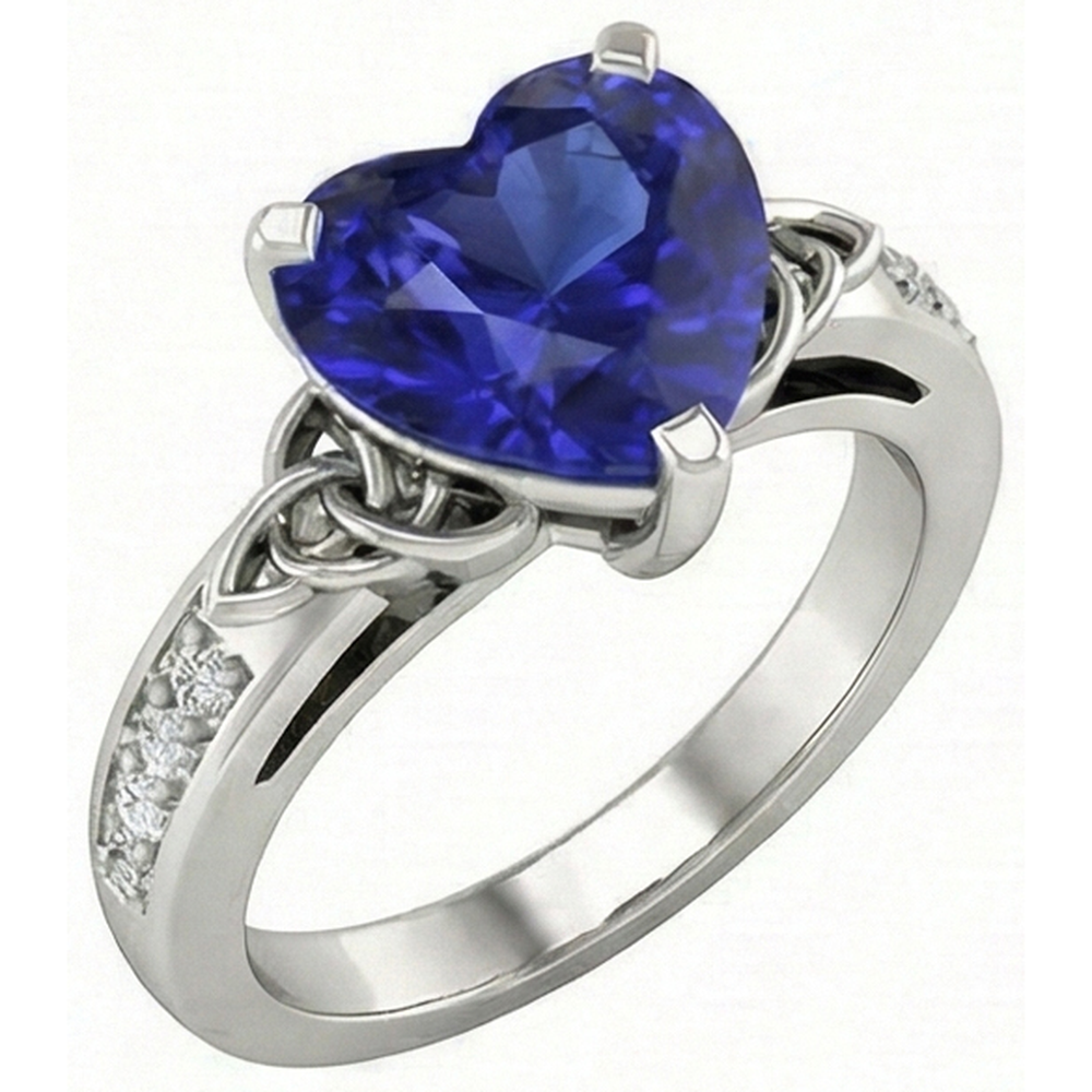 natural round sapphire 3.50ct ring front view