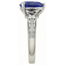 natural round sapphire 3.50ct ring top view