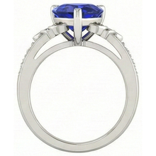 natural round sapphire 3.50ct ring profile view