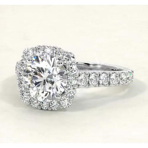 Vintage Style Genuine Diamond Halo Ring 4.50 Carats White Gold 14K