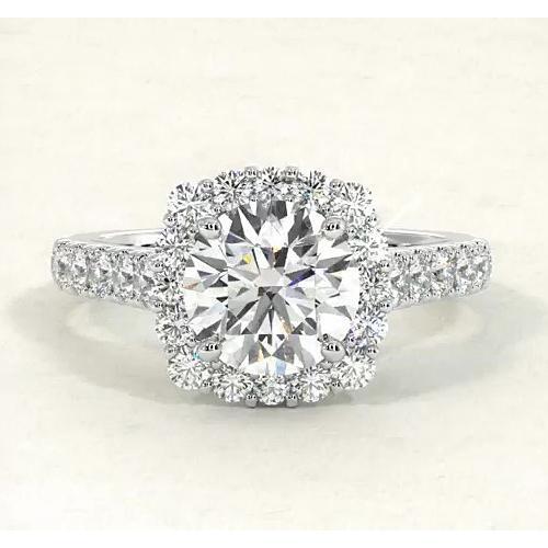 Vintage Style Genuine Diamond Halo Ring 4.50 Carats White Gold 14K