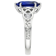 Vintage Style Gold Ring Filigree Shank Pear Blue Sapphire 5.25 Carats