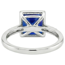 natural round sapphire 3.75ct ring on white background