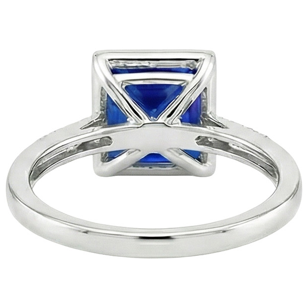 natural round sapphire 3.75ct ring on white background