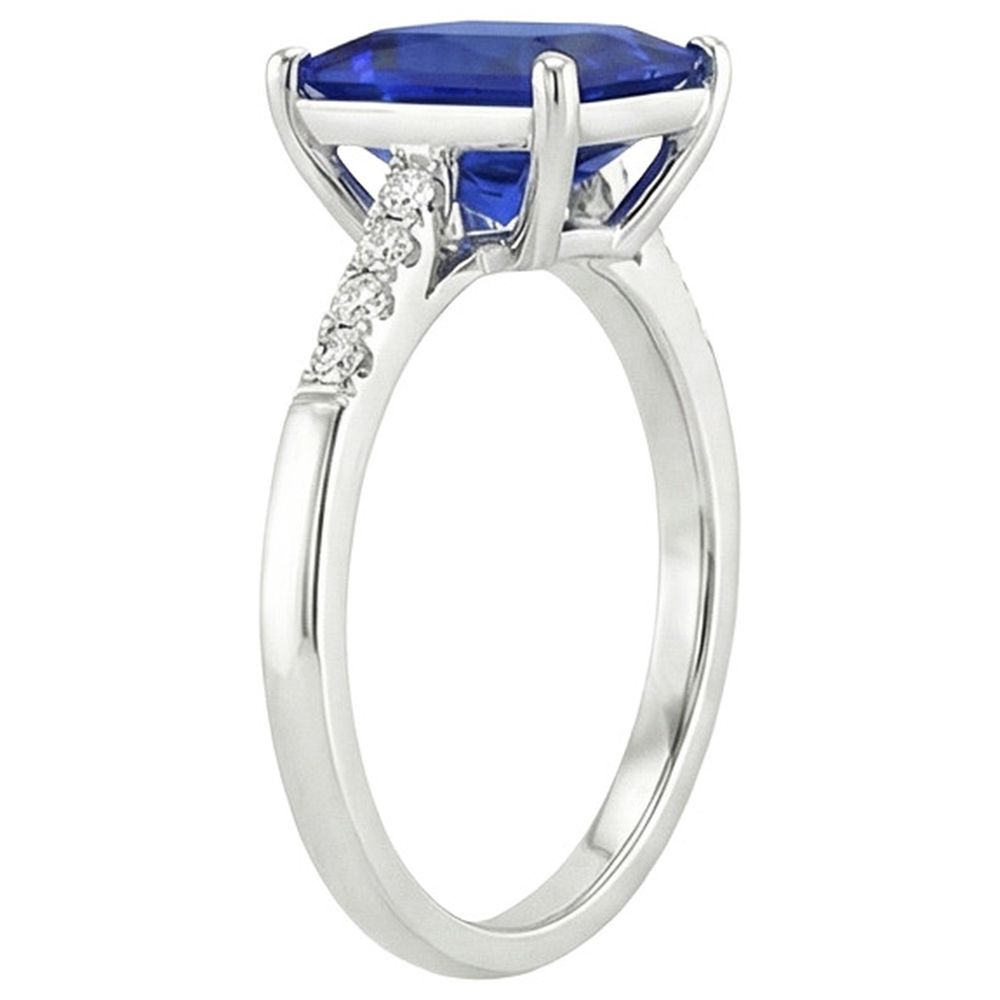 natural round sapphire 3.75ct ring profile view