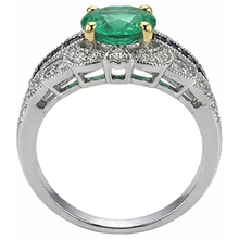 Round Cut Colombian Emerald ring in 14K – back view