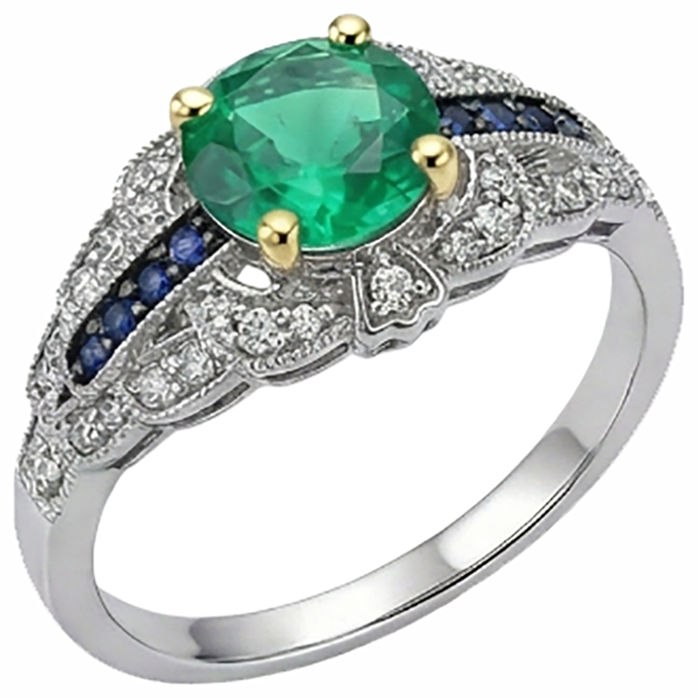 Gemstone Ring 14K with Colombian Emerald – profile view