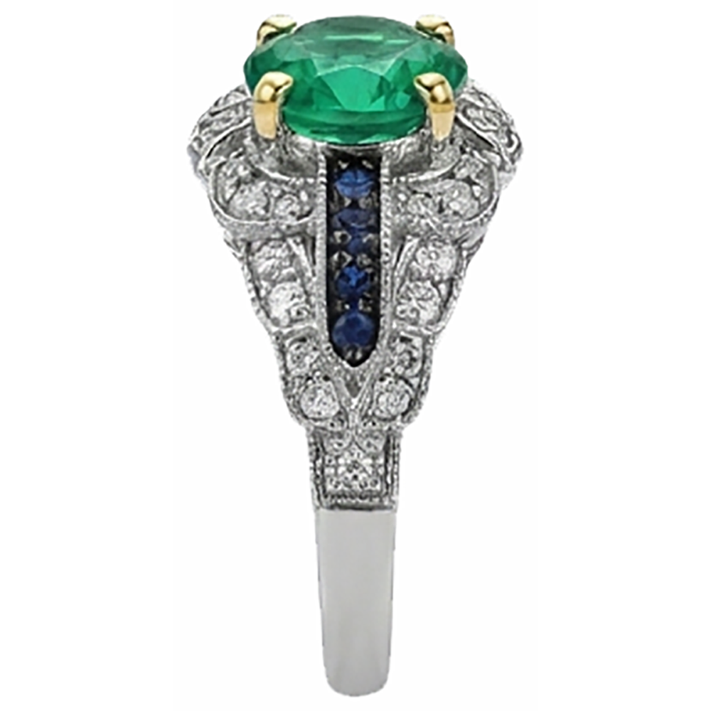 Natural Colombian Emerald Gemstone Ring 2.50 ct 14K – top view