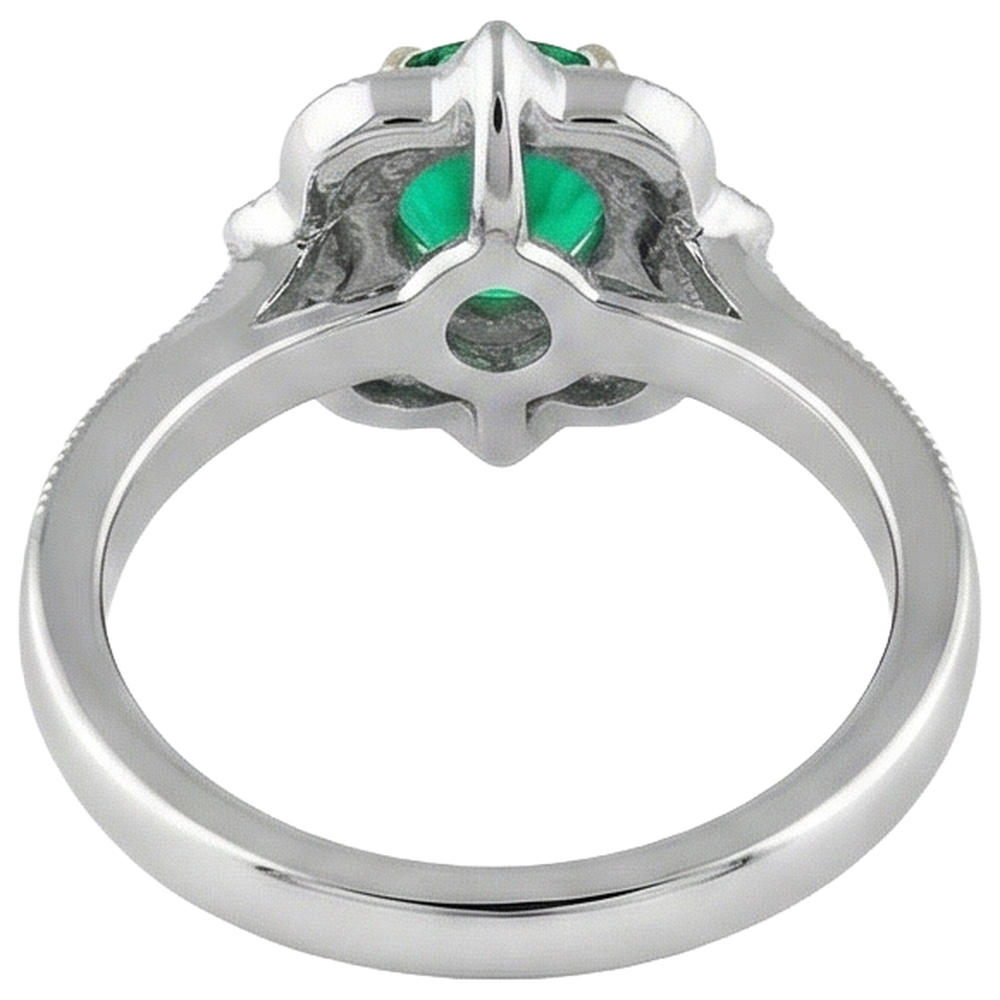 Natural Colombian Emerald Precious Stone Ring 1.50 ct Two-Tone 14K Gold – profile view