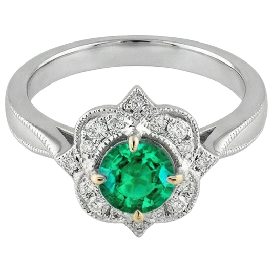 Exquisite Colombian Emerald Precious Stone Ring 1.50 ct – front view