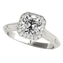 Vintage Style Halo Cushion Old Mine Cut Genuine Diamond Ring 6.50 Carats