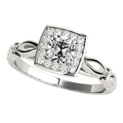 Vintage Style Halo Cushion Old Mine Cut Natural Earth Mined Diamond Ring 4 Carats Filigree