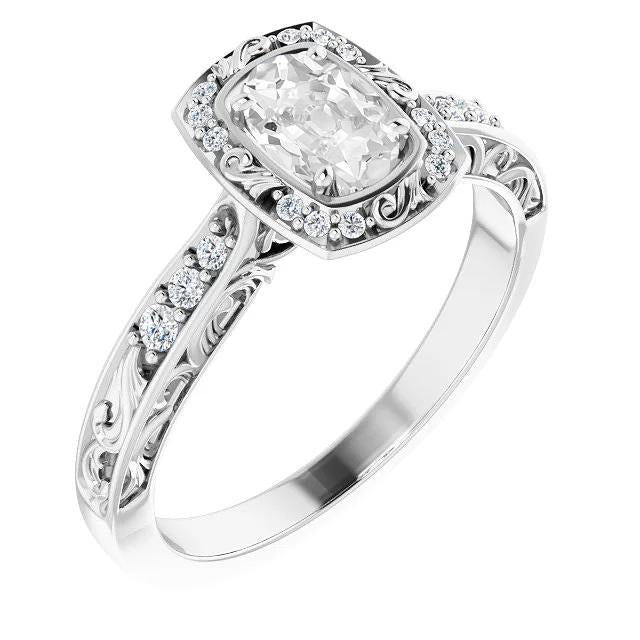 Vintage Style Halo Engagement Ring Real Cushion Old Cut Diamond 3.25 Carats