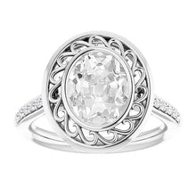 Vintage Style Halo Oval Old Cut Real Diamond Ring 3.50 Carats Bezel Set