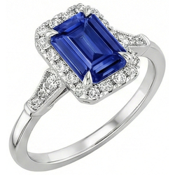 Natural Sapphire Ring 4.25ct - White Gold 14K