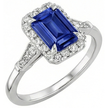 Vintage Style Halo Ring Emerald Ceylon Sapphire & Natural Earth Mined Diamond 4.25 Carats