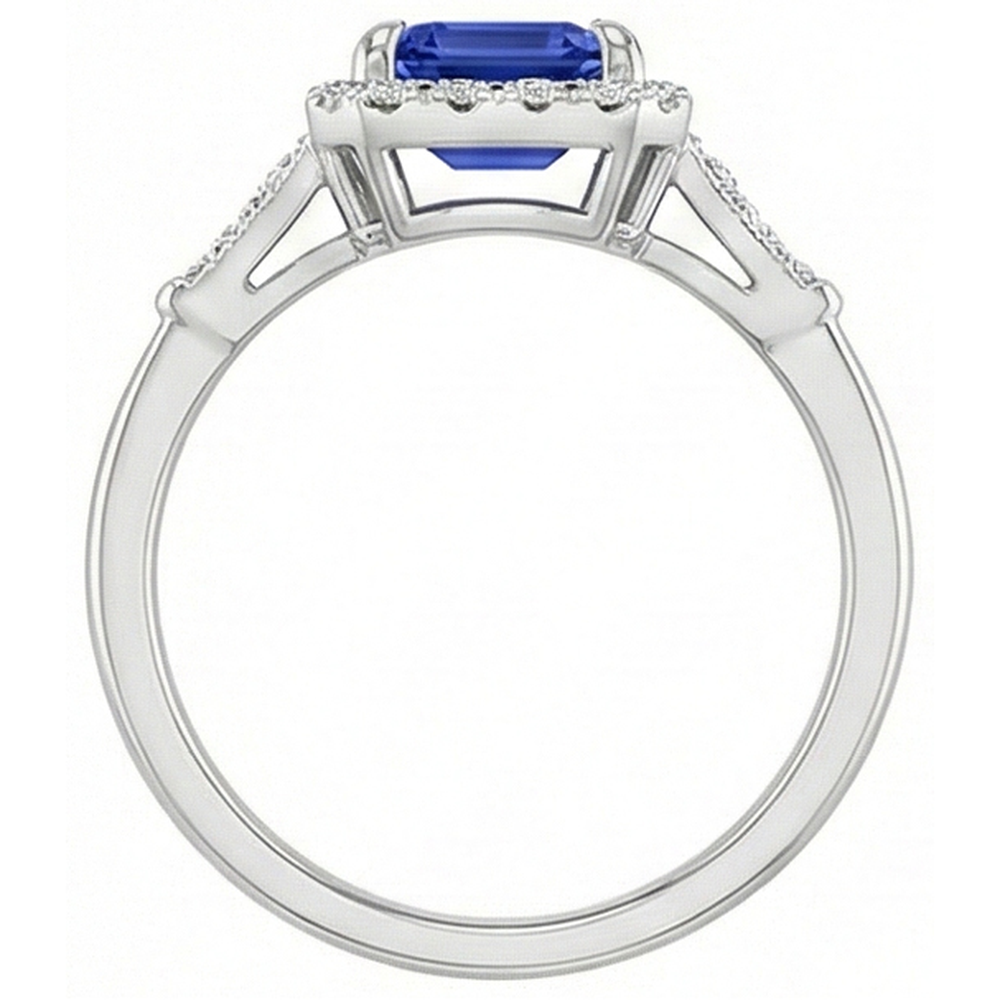 Vintage Style Halo Ring Emerald Ceylon Sapphire & Natural Earth Mined Diamond 4.25 Carats