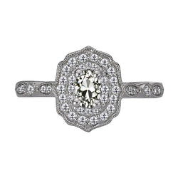 Vintage Style Halo Ring Oval Old Cut Natural Earth Mined Diamond 4.50 Carats Milgrain