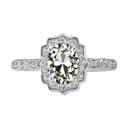 Vintage Style Halo Ring Round & Oval Old Cut Real Diamond 5.50 Carats