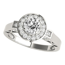 Vintage Style Halo Round Old Cut Real Diamond Ring Gold 3.50 Carats