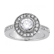 Vintage Style Halo Round Real Diamond Engagement Ring 1.50 Carat WG 14K